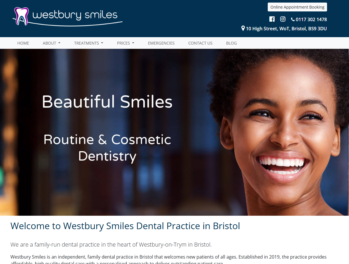 Site de prezentare pentru cabinet stomatologic – westburysmiles.co.uk