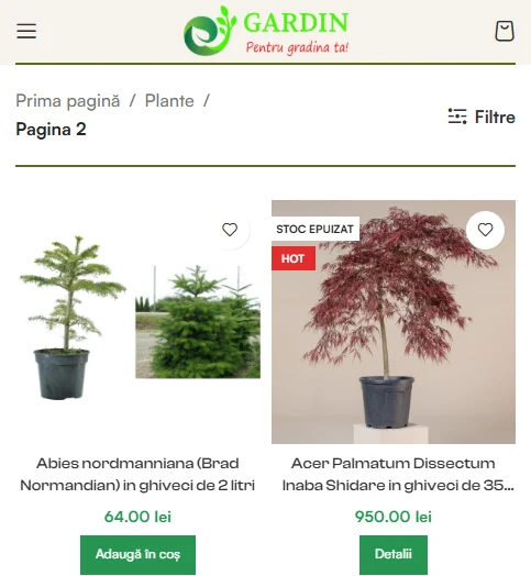 Magazin online Gardin.ro realizat în WordPress – design modern și funcțional